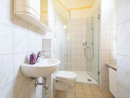 Das Tageslichtbad mit Dusche und WC