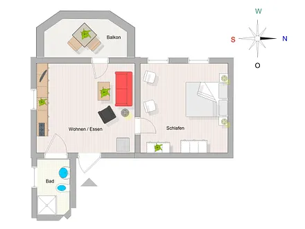 Der Grundriss der Wohnung