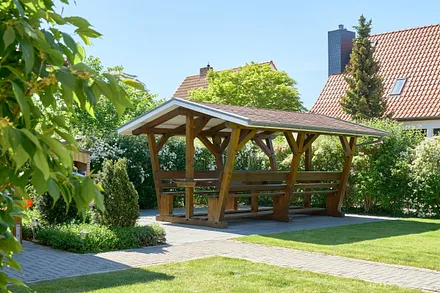 Grill mit Sitzgelegenheit