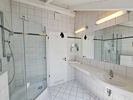 Großes Tageslicht-Bad mi DU/WC und Eck-Badewanne