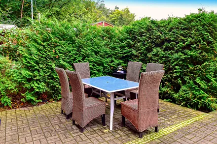 Aussenansicht Ferienhaus mit Terrasse