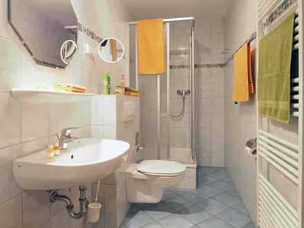 1.Badezimmer mit WC und Dusche