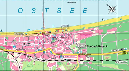 Ortsplan; Pfeil zeigt die Lage unseres Ferienhauses