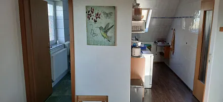 Küchenzeile rechts zum WC links