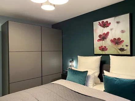 Das Schlafzimmer mit Boxspringbett