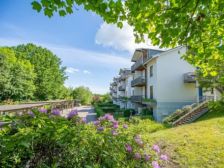 Die Appartementanlage Am Grün von außen