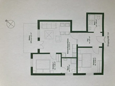 Der Grundriss für Wohnung Gustavs 1.6.