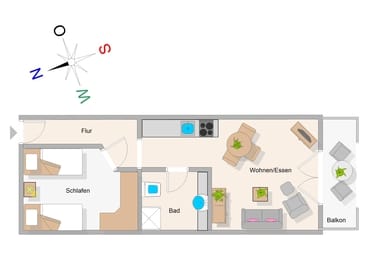 Der Grundriss der Ferienwohnung