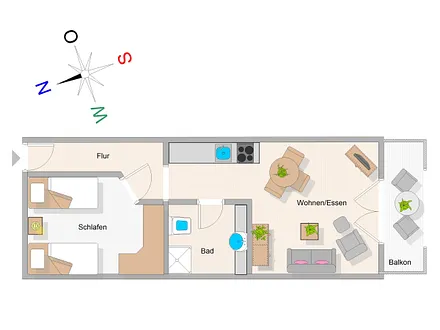 Der Grundriss der Ferienwohnung