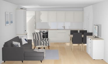 Küche und Wohnbereich