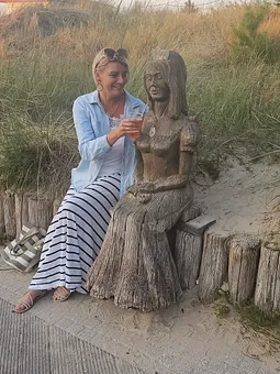 Strandaufgang Zempin mit der kühlen Diva 