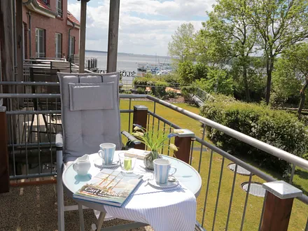 Blick vom Balkon auf das Salzhaff