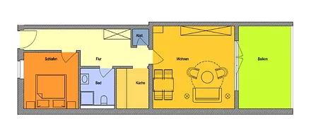 Grundriss, ca. 62 qm