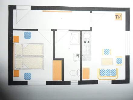 Grundriss der 2-Zimmer-Ferienwohnung