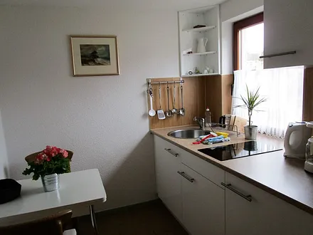 Küche mit 2 Sitzplätze,Ceranherd,Kühlschrank