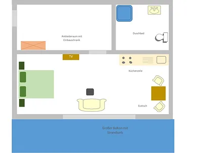 Das App 1 verfügt über einen großen Balkon in Südrichtung