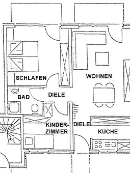 Grundriss der Ferienwohnungen Typ 5 mit Terrasse