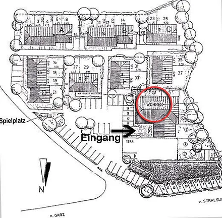 Lage der Ferienwohnung W13 im Ferienpark Gustow