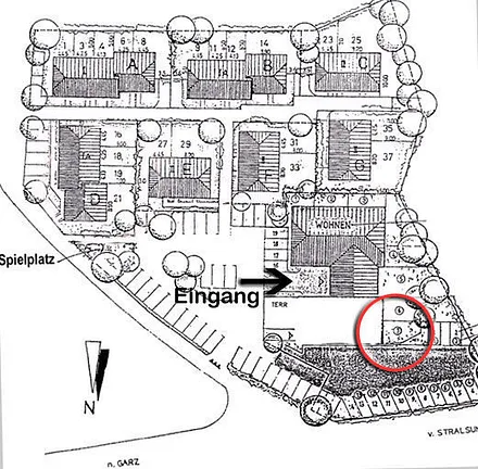 Lage der Ferienwohnung W07 im Ferienpark Gustow