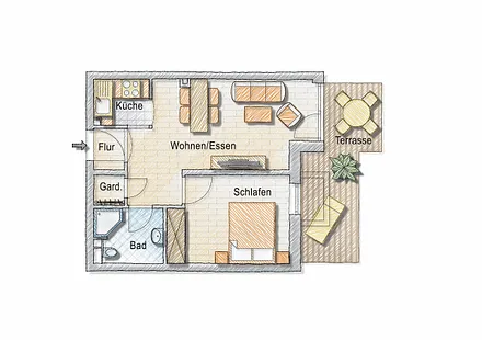 Grundriss Ferienwohnung Ostseeblick Baabe