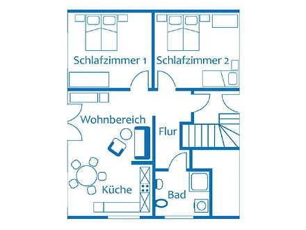 Grundriss der Ferienwohnung im EG