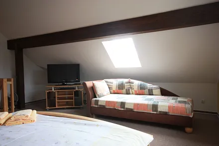 2. Fernseher und Schlafcouch