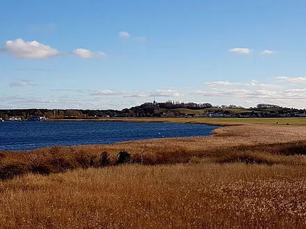 Vom Wohnbereich mit Blick auf den Zickersee und den Greifswalder Bodden/Ostsee.
