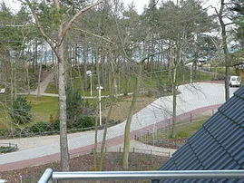 Blick vom Balkon auf das Meer 