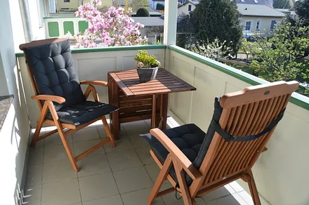 Sitzecke auf der überdachten Terasse