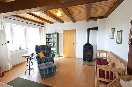 ...oder unsere kleine Bibliothek am Kamin geniessen. Kaminholz gibt`s auf Rügen in jedem Baumarkt. Der nächste TOOM ist in Bergen 8 km entfernt. 