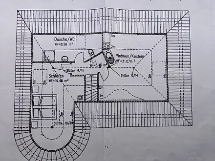 Grundriss  Ferienwohnung  "Claudia"   -   Wohnfläche ca. 55  qm 