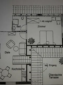 Grundriss der FW mit 2 Schlafräume und 2 angrenzende D/WC, Zimmer und Bad nochmal gleich auf der anderen Seite  