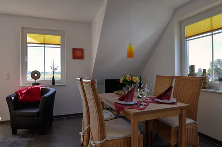 Essecke mit Blick auf die Ostsee/Greifswalder Bodden.