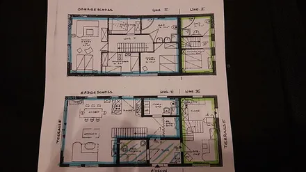 Grundriss Wohnung I = blau umrahmt