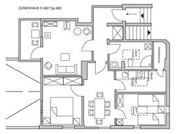 Drei Zimmer unter einem Dach: Vom Bett können Sie in die Sterne schauen (Dachfenster). Der Balkon liegt am Wohnraum und zeigt zu Straße und Meer .