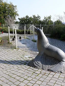 Die wasserspeihende Robbe auf der Ostsee-Terrasse