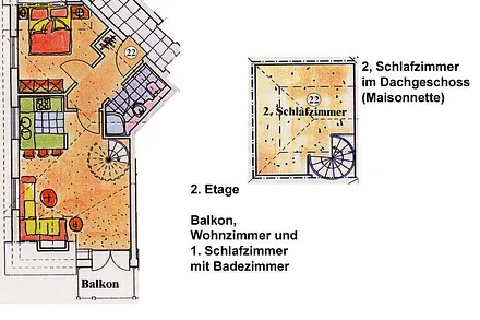 Grundriss der Ferienwohnung 22