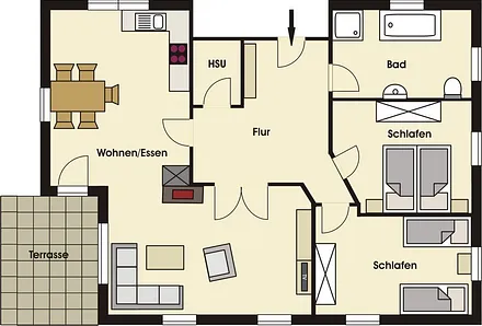 Der Grundriss der schönen Ferienwohnung "Seebrücke"