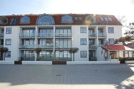 Blick von der Promenade aufs Strandhotel