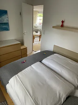 Matratzentopper und Insektenschutz vor den Fenstern .