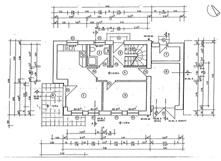Grundrisszeichnung der Erdgeschosswohnung (vermaßt)
