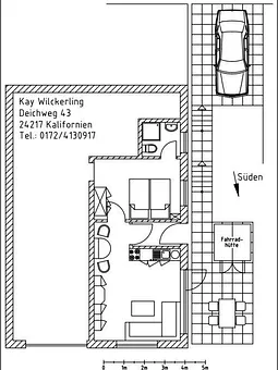 Hier sehen Sie den maßstäblichen Grundriss der Ferienwohnung.