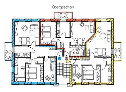 Grundriss Wohnung 8 in Rot