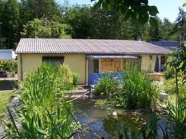 Ausblick auf Gartenteich
