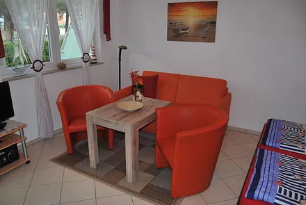 Wohnbereich mit Blick zur Konzertmuschel