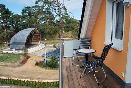 Blick vom Balkon auf die Kurmuschel