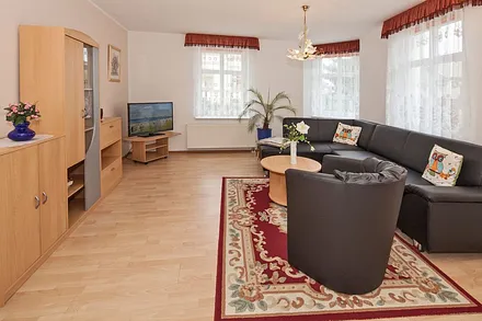 Wohnzimmer mit komfotabler Schlafcouch