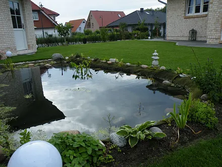 Blick vom Balkon zum Fahrradhaus