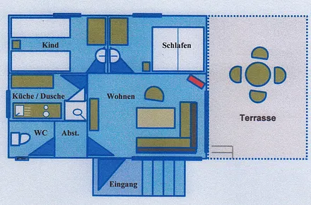 Grundriß-Skizze des Bungalow´s