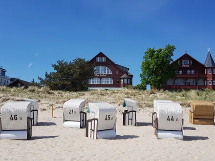Blick vom Strand auf den Großen Seehof